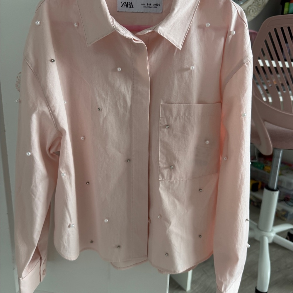 Zara Light Pink Shirt with Pearls